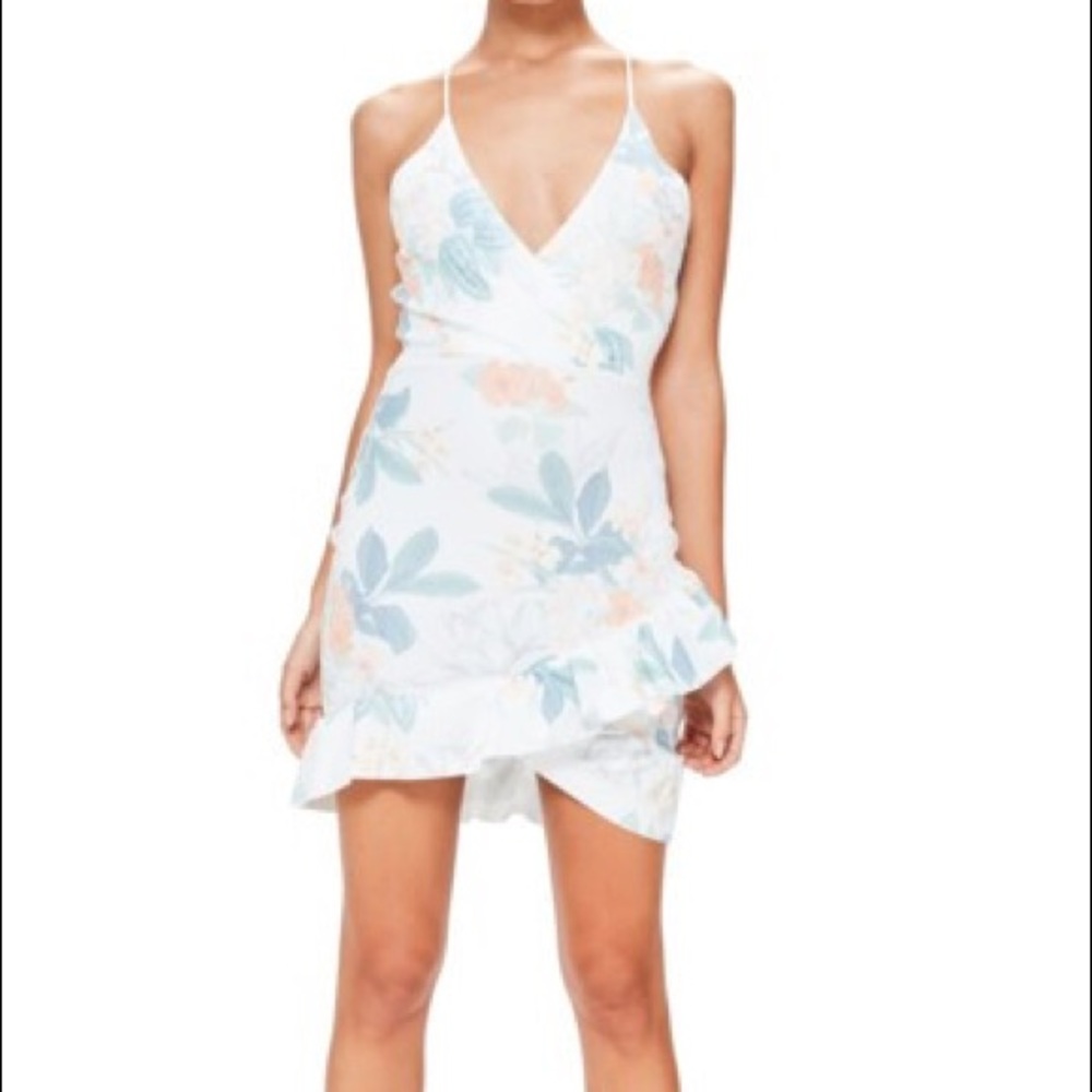 Missguided Surplice Ruffle Hem Floral Dress